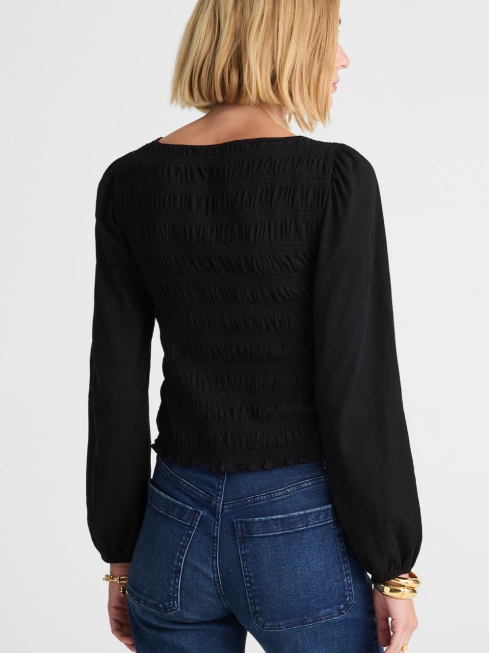 Madewell jet black Smocked Boatneck Top - Picture 3 of 5
